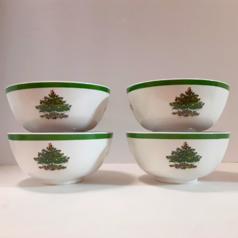 Spode Bowls Christmas Tree Melamine Plastic, 4 Set, 6 In. NEW S3324-A16